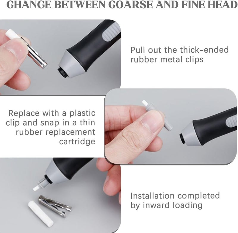 DOERDO DD 3PCS Electric Eraser Kit for Artists Automatic Pencil Eraser with 60PCS Eraser Refills Detailer Tool, Eraser Kit for Art Pencils, Painting - Image 4